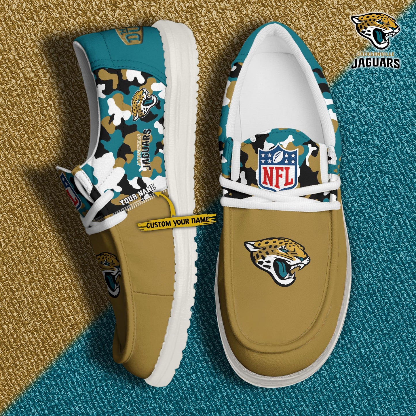 LIMITED EDITION - NEW CUSTOMIZED NFL30 JSJ JACKSONVILLE JAGUARS LOAFER SHOES