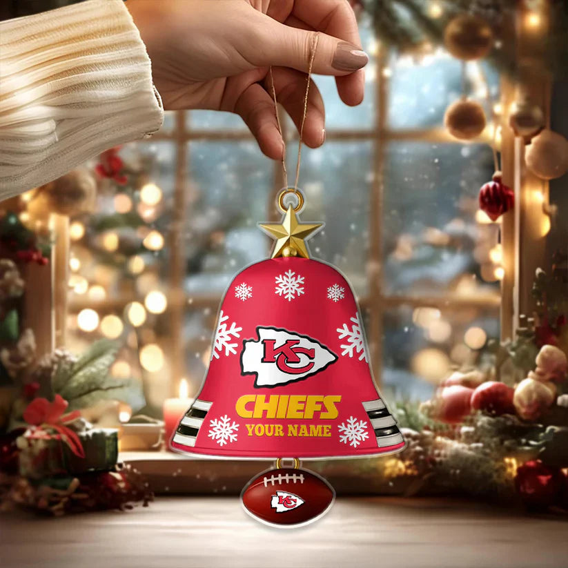 LIMITED EDITION - NEW CUSTOMIZED NFL01 KCC KANSAS CITY CHIEFS ACRYLIC CHRISTMAS BELL ORNAMENT