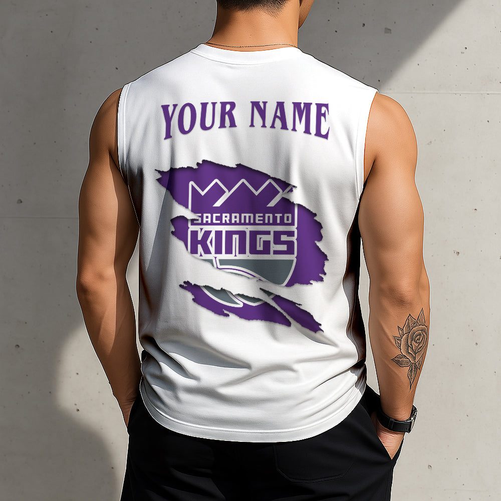 LIMITED EDITION - NEW CUSTOMIZED NBA16 SKI SACRAMENTO KINGS TANKTOP & GYM SHIRT