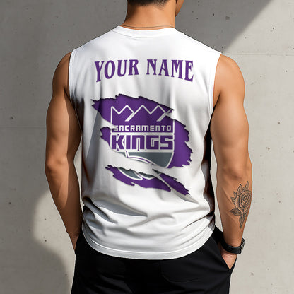 LIMITED EDITION - NEW CUSTOMIZED NBA16 SKI SACRAMENTO KINGS TANKTOP & GYM SHIRT