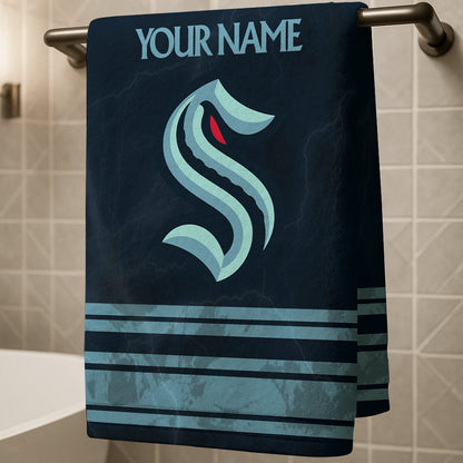 LIMITED EDITION - NEW CUSTOMIZED NHL20 STK SEATTLE KRAKEN BEACH & BATH TOWEL
