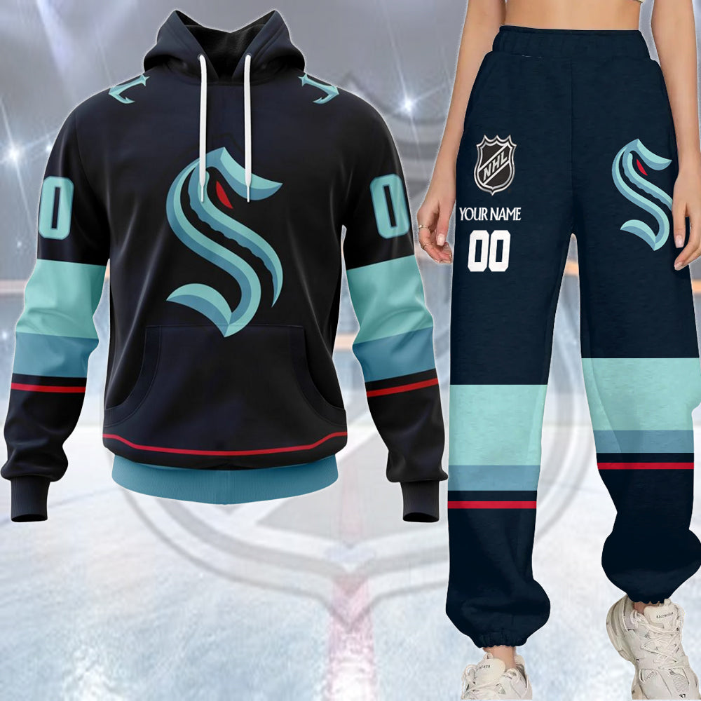 LIMITED EDITION - NEW CUSTOMIZED NHL20 STK SEATTLE KRAKEN COMBO HOODIE & LONGPANTS