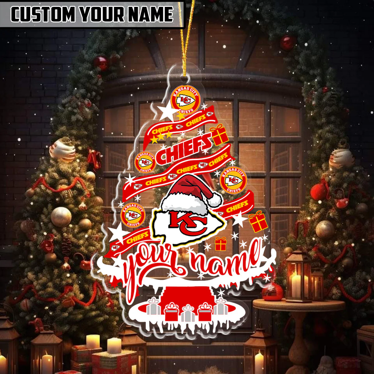 LIMITED EDITION - NEW CUSTOMIZED NFL01 KCC KANSAS CITY CHIEFS ORNAMENT