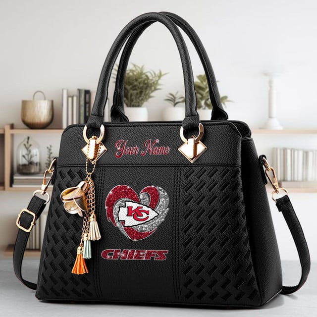 LIMITED EDITION - NEW CUSTOMIZED NFL01 KCC KANSAS CITY CHIEFS ZIP HANDBAG MULTICOLOR