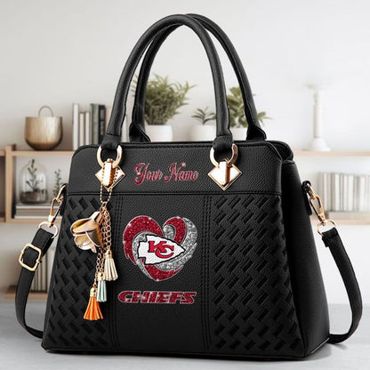 LIMITED EDITION - NEW CUSTOMIZED NFL01 KCC KANSAS CITY CHIEFS ZIP HANDBAG MULTICOLOR
