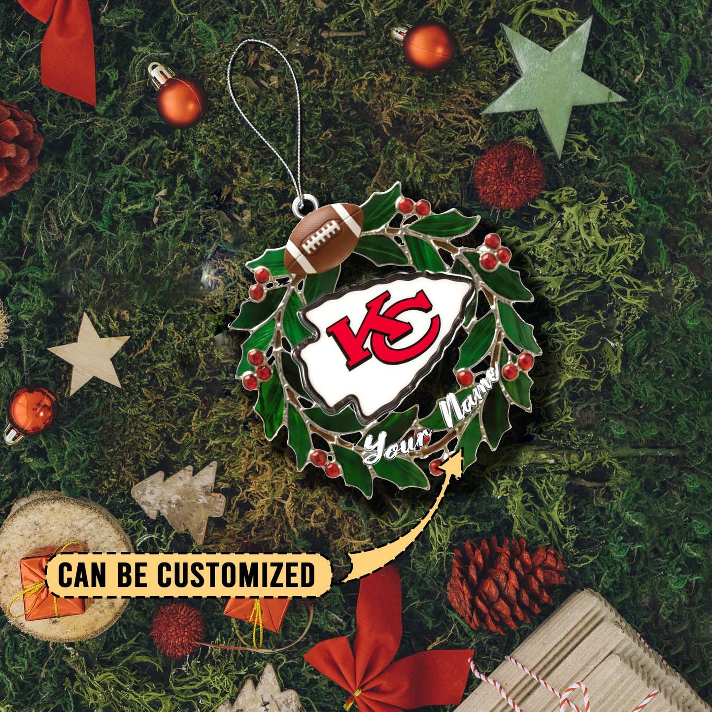 LIMITED EDITION - NEW CUSTOMIZED NFL01 KCC KANSAS CITY CHIEFS ACRYLIC ORNAMENT