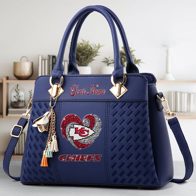 LIMITED EDITION - NEW CUSTOMIZED NFL01 KCC KANSAS CITY CHIEFS ZIP HANDBAG MULTICOLOR