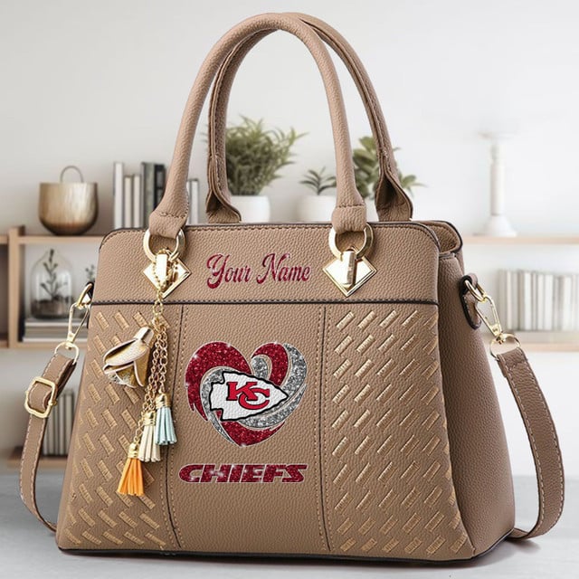 LIMITED EDITION - NEW CUSTOMIZED NFL01 KCC KANSAS CITY CHIEFS ZIP HANDBAG MULTICOLOR
