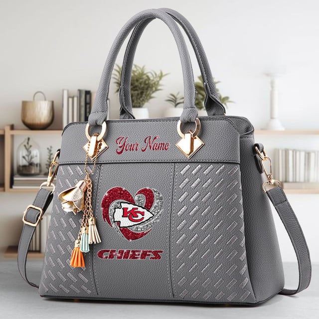 LIMITED EDITION - NEW CUSTOMIZED NFL01 KCC KANSAS CITY CHIEFS ZIP HANDBAG MULTICOLOR