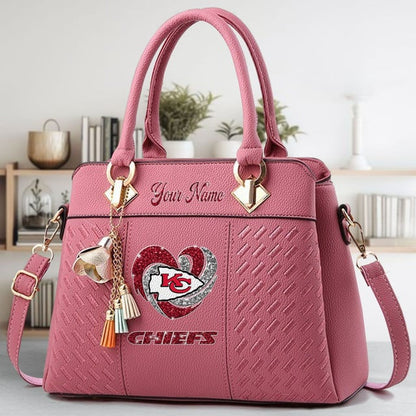 LIMITED EDITION - NEW CUSTOMIZED NFL01 KCC KANSAS CITY CHIEFS ZIP HANDBAG MULTICOLOR