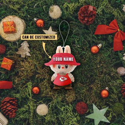 LIMITED EDITION - NEW CUSTOMIZED NFL01 KCC KANSAS CITY CHIEFS LABUBU CHRISTMAS ACRYLIC ORNAMENT