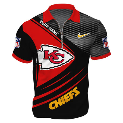 LIMITED EDITION - NEW CUSTOMIZED NFL01 KCC KANSAS CITY CHIEFS HARLEY-DAVIDSON POLO WITH ZIPPER SHIRT