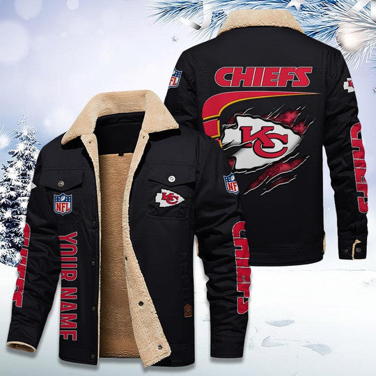 LIMITED EDITION - NEW CUSTOMIZED NFL01 KCC KANSAS CITY CHIEFS FLEECE JACKET