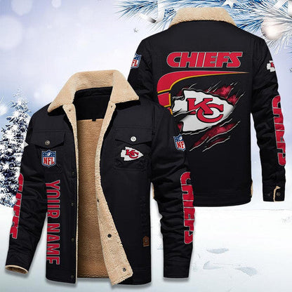 LIMITED EDITION - NEW CUSTOMIZED NFL01 KCC KANSAS CITY CHIEFS FLEECE JACKET