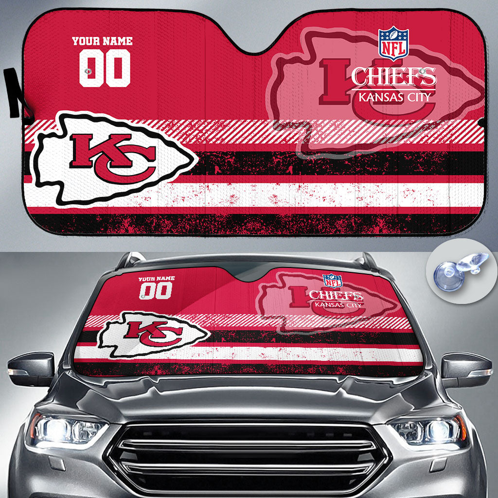 LIMITED EDITION - NEW CUSTOMIZED NFL01 KCC KANSAS CITY CHIEFS AUTO WINDSHIELD SHADE