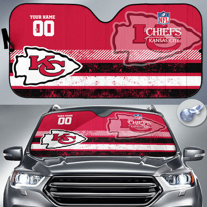 LIMITED EDITION - NEW CUSTOMIZED NFL01 KCC KANSAS CITY CHIEFS AUTO WINDSHIELD SHADE