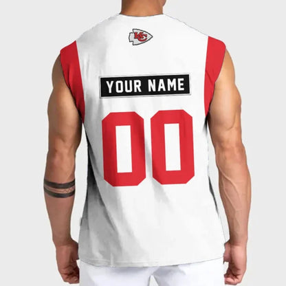 LIMITED EDITION - NEW CUSTOMIZED NFL01 KCC KANSAS CITY CHIEFS TANKTOP & GYM SHIRT