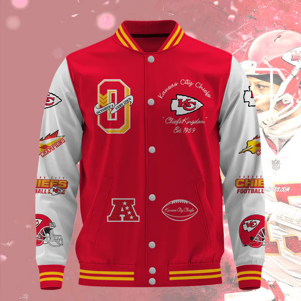 LIMITED EDITION - NEW CUSTOMIZED NFL01 KCC KANSAS CITY CHIEFS BASEBALL JACKET