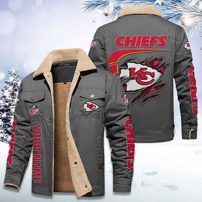 LIMITED EDITION - NEW CUSTOMIZED NFL01 KCC KANSAS CITY CHIEFS FLEECE JACKET