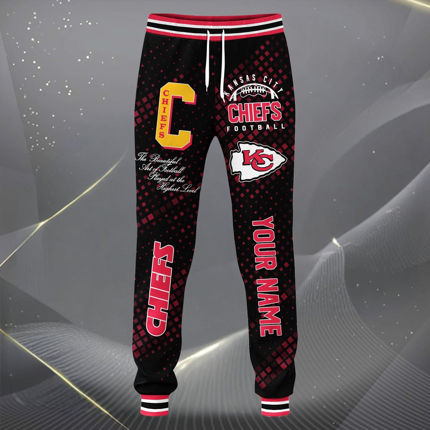 LIMITED EDITION - NEW CUSTOMIZED NFL01 KCC KANSAS CITY CHIEFS SATIN VARSITY JACKET & LONG PANTS