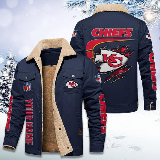 LIMITED EDITION - NEW CUSTOMIZED NFL01 KCC KANSAS CITY CHIEFS FLEECE JACKET
