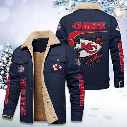 LIMITED EDITION - NEW CUSTOMIZED NFL01 KCC KANSAS CITY CHIEFS FLEECE JACKET