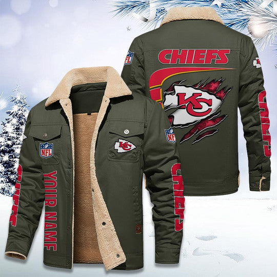 LIMITED EDITION - NEW CUSTOMIZED NFL01 KCC KANSAS CITY CHIEFS FLEECE JACKET