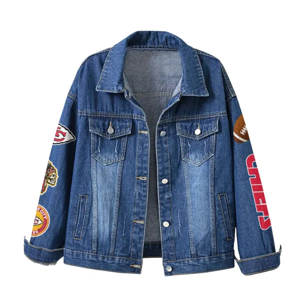LIMITED EDITION - NEW CUSTOMIZED NFL01 KCC KANSAS CITY CHIEFS DENIM JACKET