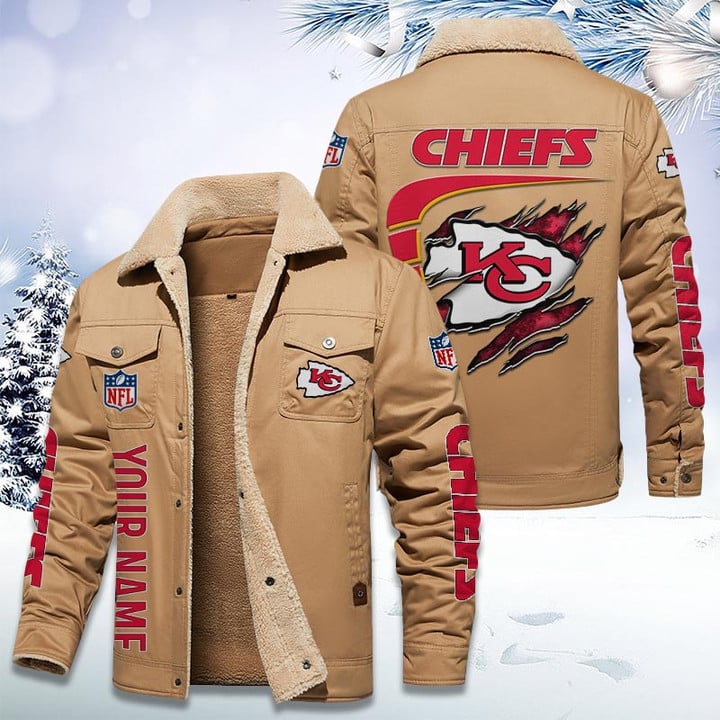 LIMITED EDITION - NEW CUSTOMIZED NFL01 KCC KANSAS CITY CHIEFS FLEECE JACKET