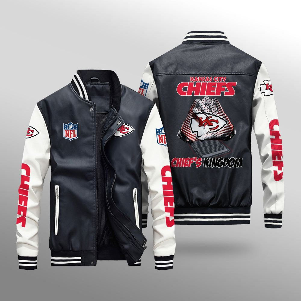 LIMITED EDITION - NEW CUSTOMIZED NFL01 KCC KANSAS CITY CHIEFS LEATHER BOMBER JACKET