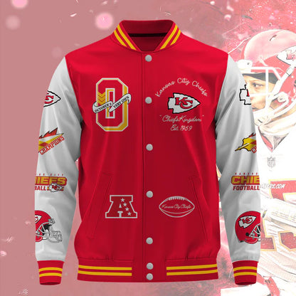 LIMITED EDITION - NEW CUSTOMIZED NFL01 KCC KANSAS CITY CHIEFS BASEBALL JACKET