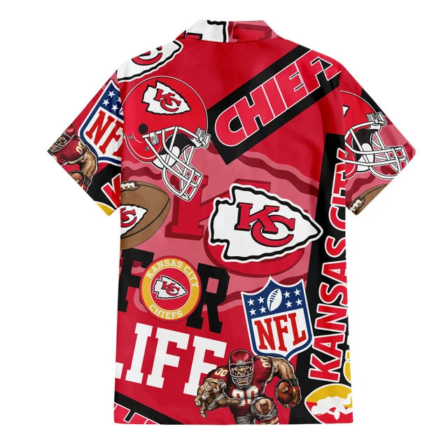 LIMITED EDITION - NEW CUSTOMIZED NFL01 KCC KANSAS CITY CHIEFS UNISEX HAWAIIAN SHIRT & SHORTS SET