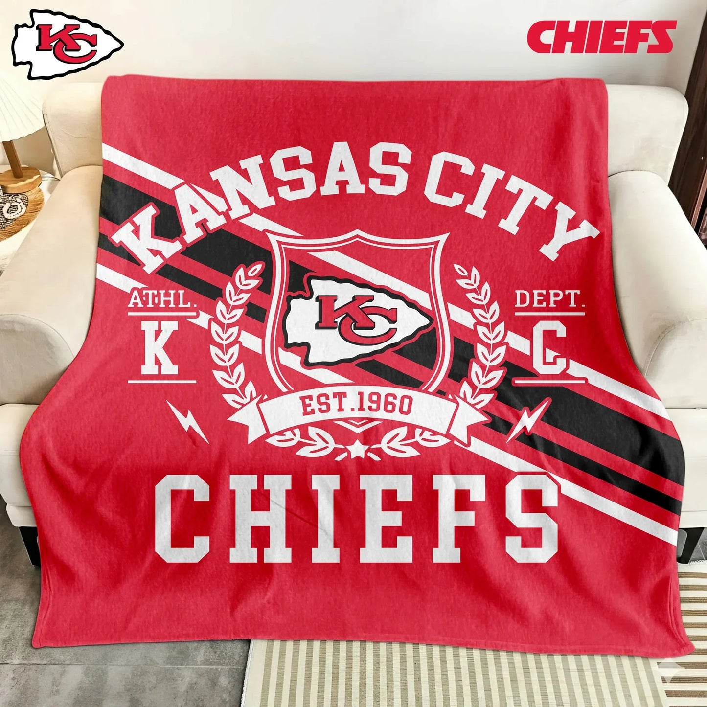 LIMITED EDITION - NEW CUSTOMIZED NFL01 KCC KANSAS CITY CHIEFS NORMAL & FLEECE BLANKET