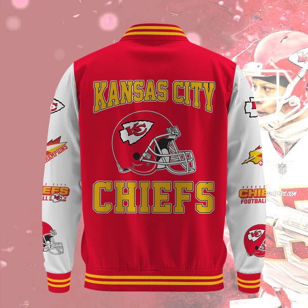 LIMITED EDITION - NEW CUSTOMIZED NFL01 KCC KANSAS CITY CHIEFS BASEBALL JACKET