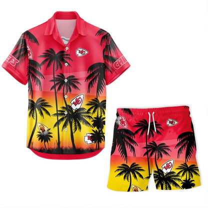 LIMITED EDITION - NEW CUSTOMIZED NFL01 KCC KANSAS CITY CHIEFS UNISEX HAWAIIAN SHIRT & SHORTS SET