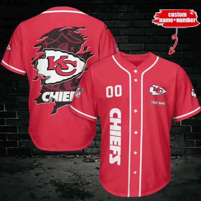 LIMITED EDITION - NEW CUSTOMIZED NFL01 KCC KANSAS CITY CHIEFS BASEBALL JERSEY