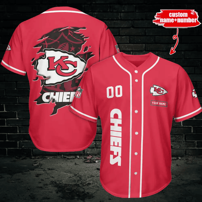 LIMITED EDITION - NEW CUSTOMIZED NFL01 KCC KANSAS CITY CHIEFS BASEBALL JERSEY