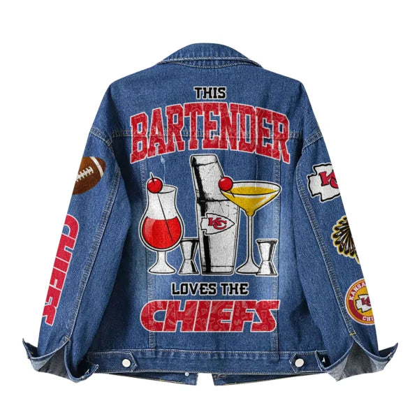 LIMITED EDITION - NEW CUSTOMIZED NFL01 KCC KANSAS CITY CHIEFS DENIM JACKET