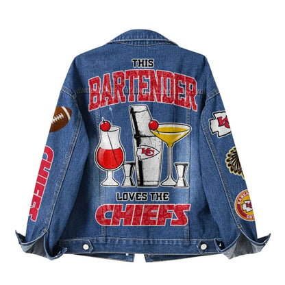 LIMITED EDITION - NEW CUSTOMIZED NFL01 KCC KANSAS CITY CHIEFS DENIM JACKET