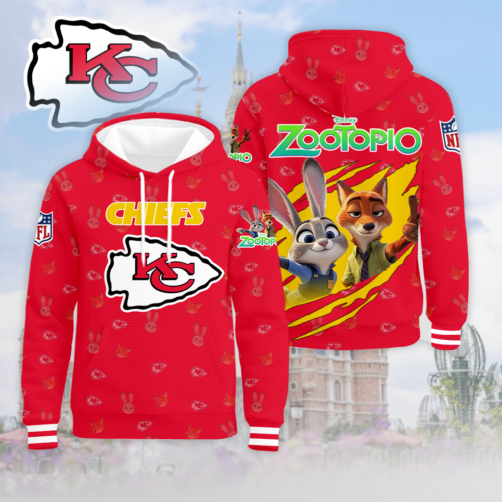 LIMITED EDITION - NEW CUSTOMIZED NFL01 KCC KANSAS CITY CHIEFS & ZOOTOPIA UNISEX T-SHIRT, POLO, HOODIE & JACKETS