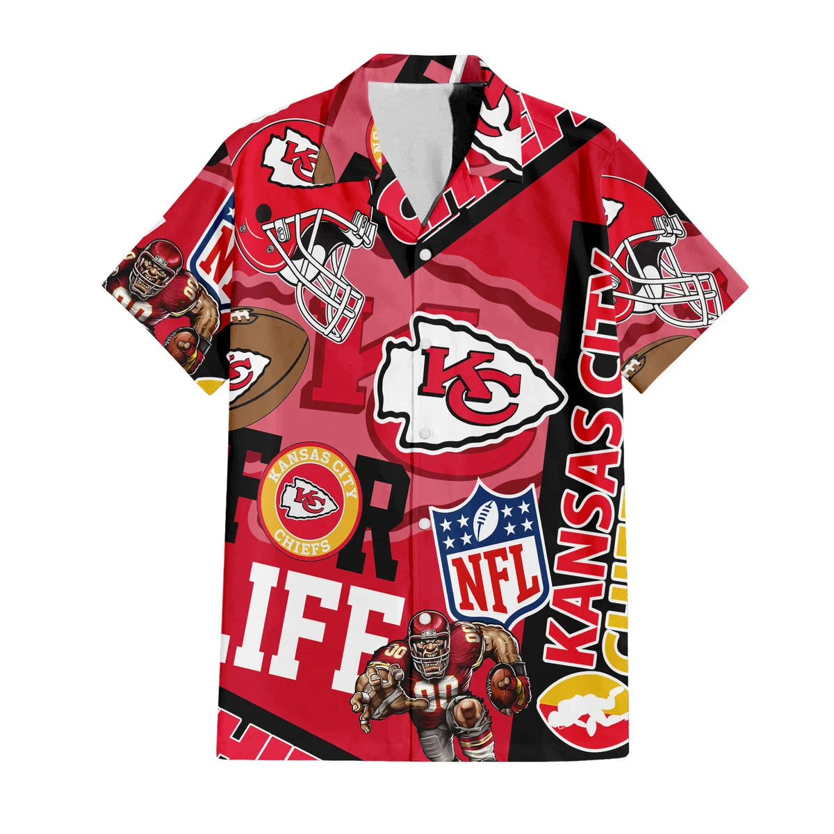 LIMITED EDITION - NEW CUSTOMIZED NFL01 KCC KANSAS CITY CHIEFS UNISEX HAWAIIAN SHIRT & SHORTS SET