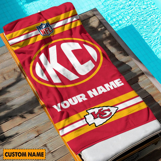 LIMITED EDITION - NEW CUSTOMIZED NFL01 KCC KANSAS CITY CHIEFS BEACH & BATH TOWEL (KIDS & ADULTS)