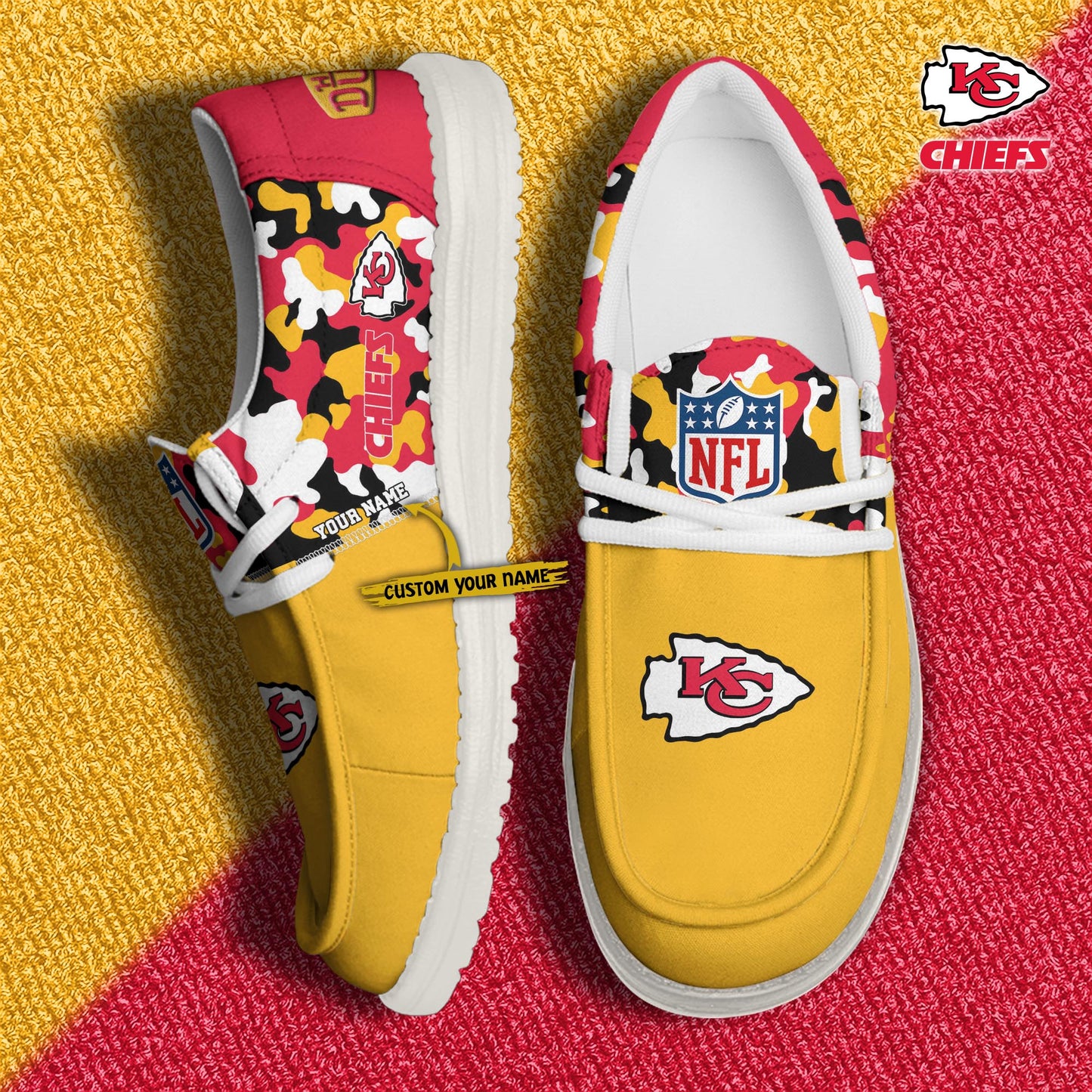 LIMITED EDITION - NEW CUSTOMIZED NFL01 KCC KANSAS CITY CHIEFS LOAFER SHOES