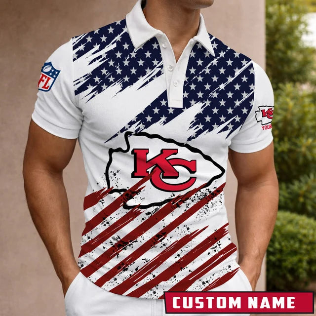 LIMITED EDITION - NEW CUSTOMIZED NFL01 KCC KANSAS CITY CHIEFS POLO SHIRT