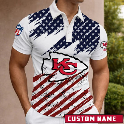 LIMITED EDITION - NEW CUSTOMIZED NFL01 KCC KANSAS CITY CHIEFS POLO SHIRT