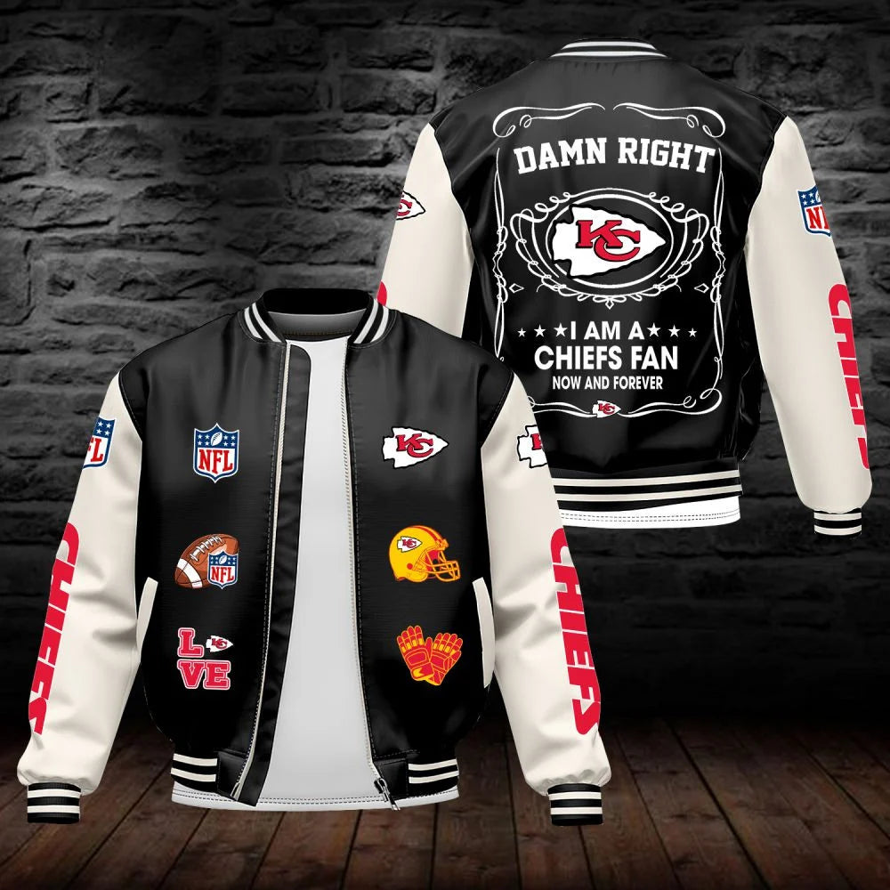 LIMITED EDITION - NEW CUSTOMIZED NFL01 KCC KANSAS CITY CHIEFS LEATHER BOMBER JACKET