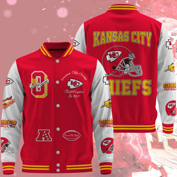 LIMITED EDITION - NEW CUSTOMIZED NFL01 KCC KANSAS CITY CHIEFS BASEBALL JACKET