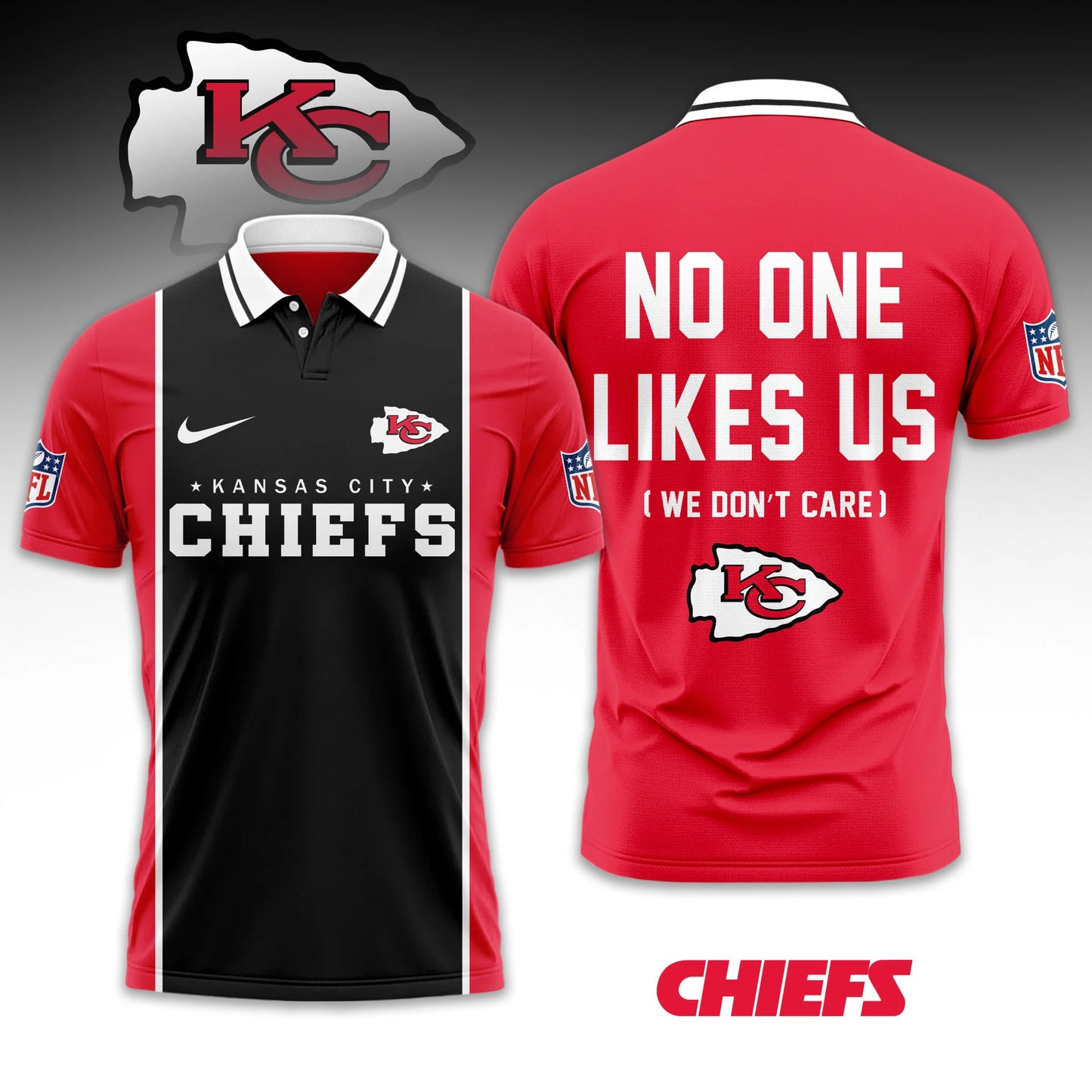 LIMITED EDITION - NEW CUSTOMIZED NFL01 KCC KANSAS CITY CHIEFS UNISEX T-SHIRT, POLO & HOODIE