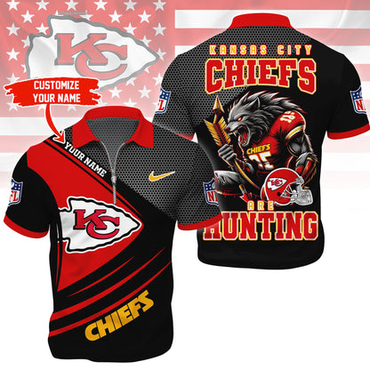 LIMITED EDITION - NEW CUSTOMIZED NFL01 KCC KANSAS CITY CHIEFS HARLEY-DAVIDSON POLO WITH ZIPPER SHIRT