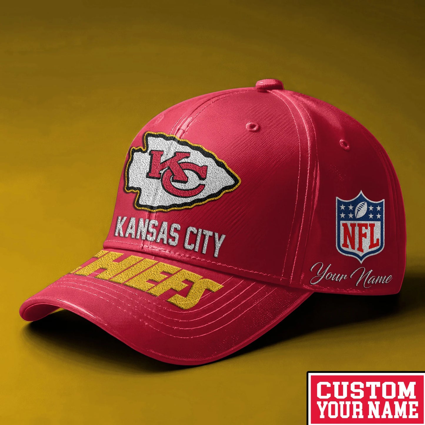 LIMITED EDITION - NEW CUSTOMIZED NFL01 KCC KANSAS CITY CHIEFS CLASSIC CAP